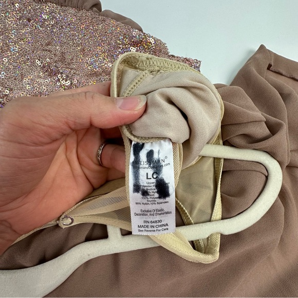 Weissman Large Child Taupe & Nude Dance Costume Dress With Sequin Bodice - Picture 9 of 14